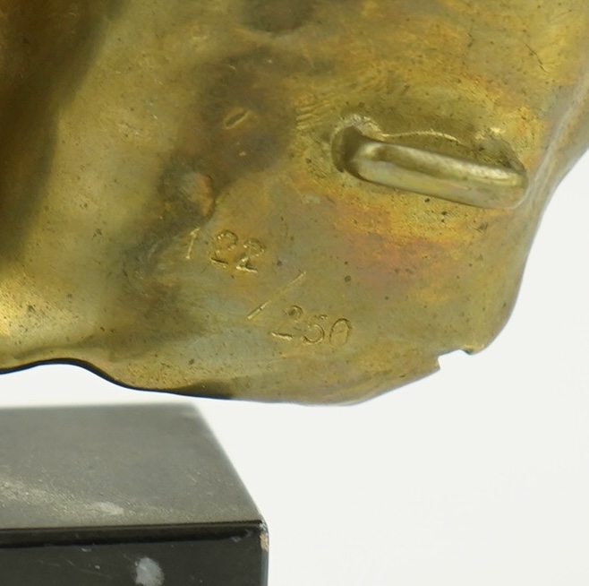 Igor Mitoraj (Polish, 1944-2014), Visage Envolé, bronze and black marble, 16.5 x 7 x 2.5cm